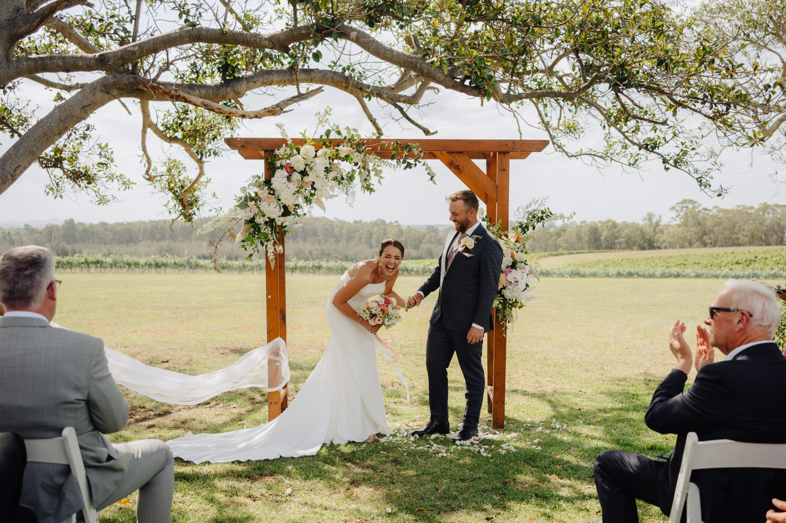 Candid and authentic wedding photography at Bimbadgen Palmers Lane, Hunter Valley