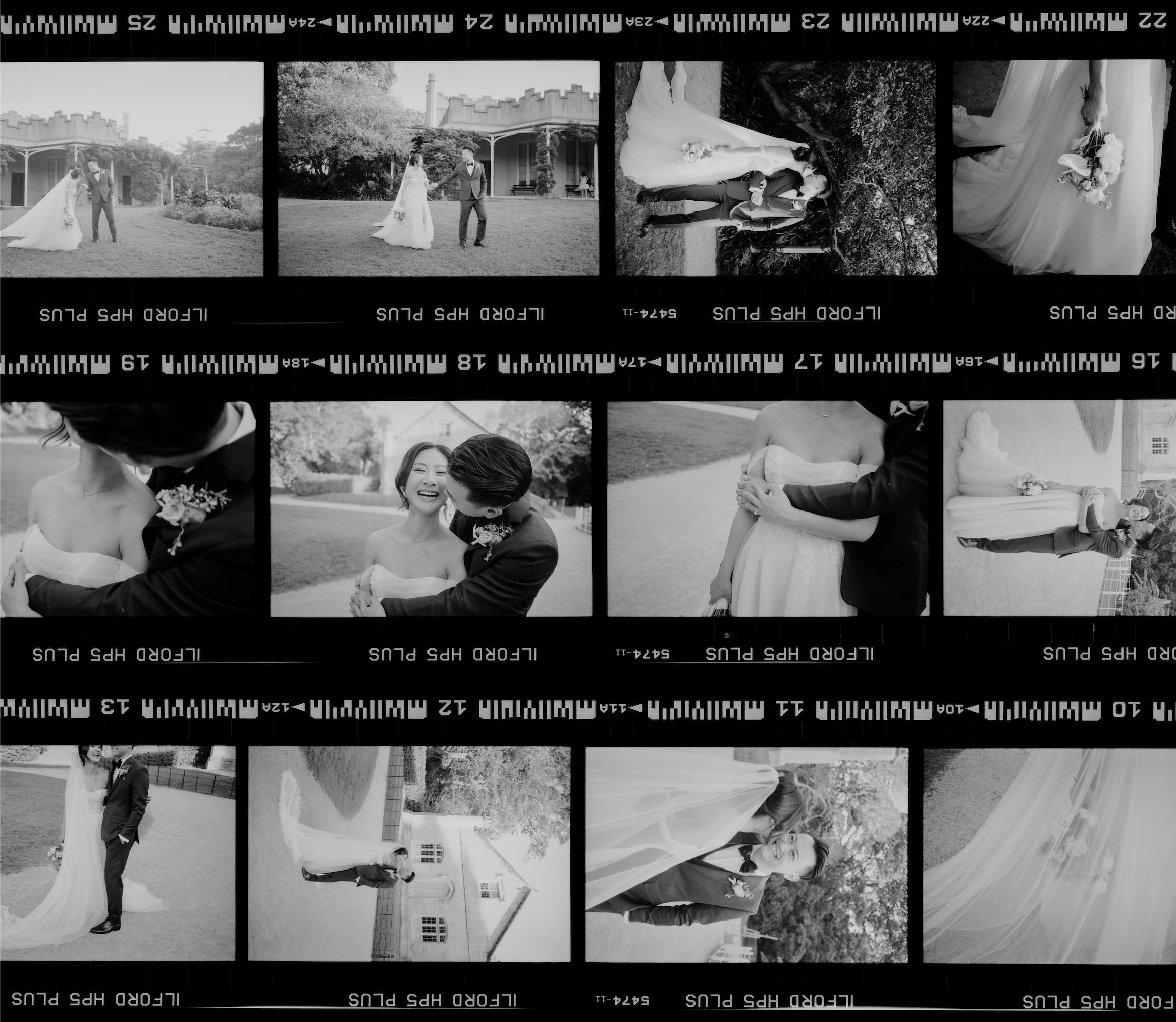 Film contact sheet Vaucluse house wedding